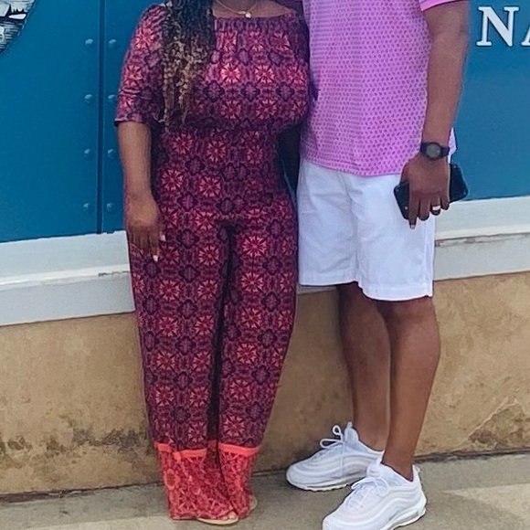 Brand New! Tacera Cream/Black Floral Stretchy Jumpsuit with Elastic Waist Sz PS - Picture 12 of 12